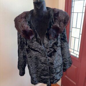 Broadtail Coat with Mink Collar